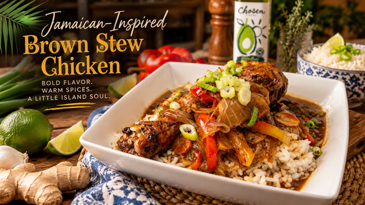 🇯🇲 Wednesday | Featured Recipe - Jamaican-Inspired Brown Stew Chicken with Coconut Rice